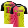 Custom Neon Yellow Neon Pink-Black Sublimation Gradient Fashion Soccer Uniform Jersey