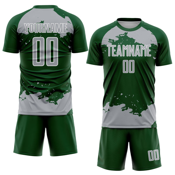 Custom Green Gray-White Abstract Fragment Art Sublimation Soccer Uniform Jersey
