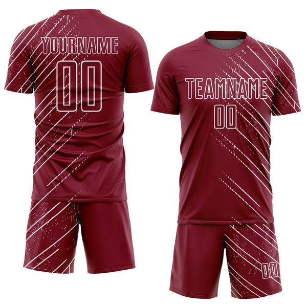 Custom Crimson White Lines Sports Sublimation Soccer Uniform Jersey