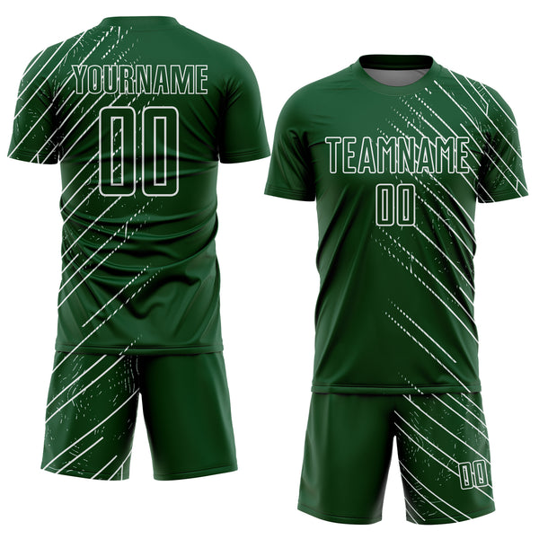 Custom Green White Lines Sports Sublimation Soccer Uniform Jersey