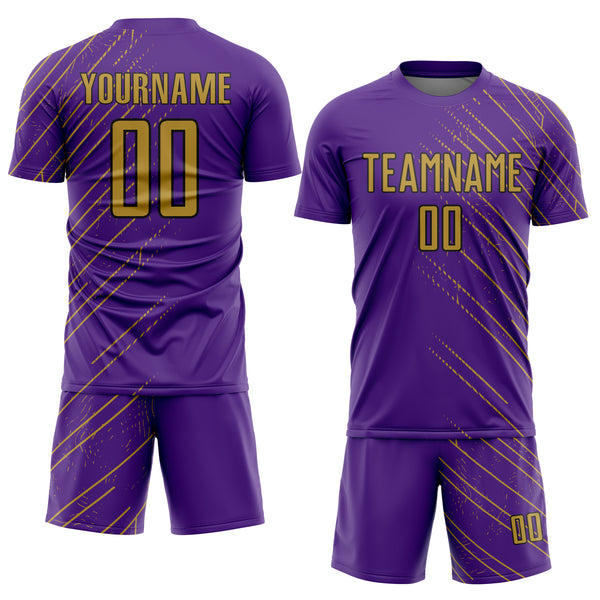 Custom Purple Old Gold-Black Lines Sports Sublimation Soccer Uniform Jersey