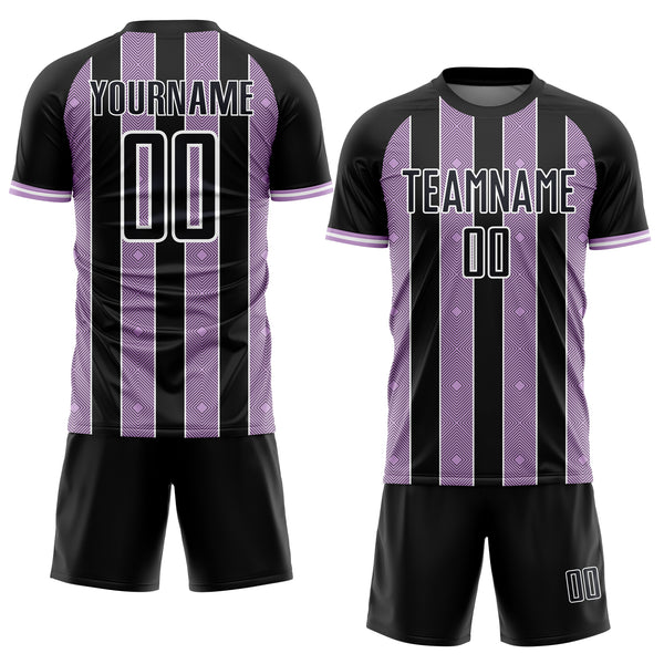 Custom Black Light Purple-White Pinstripe Line Sports Sublimation Soccer Uniform Jersey