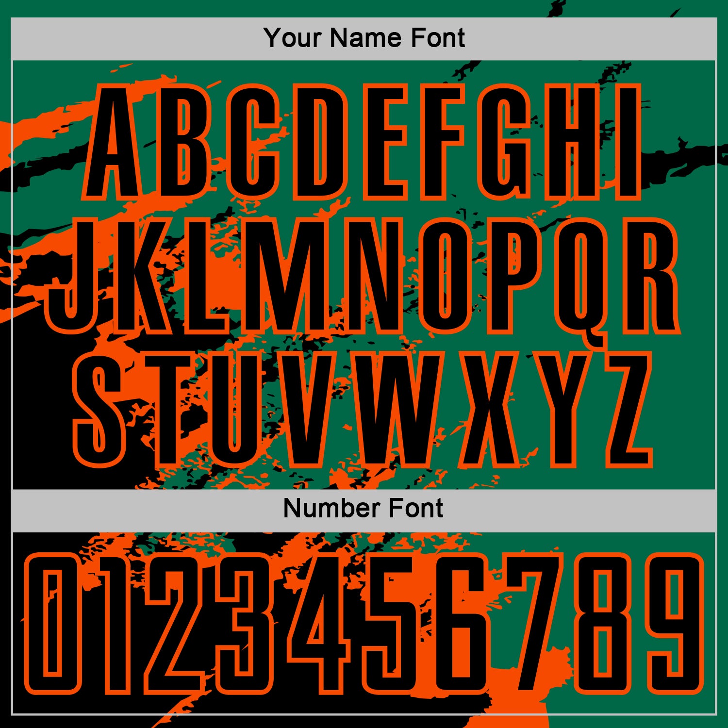 Custom Kelly Green Black-Orange Abstract Fragment Art Splash Sports Sublimation Soccer Uniform Jersey