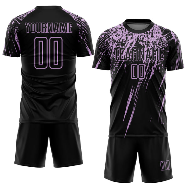 Custom Black Light Purple Splash Sports Sublimation Soccer Uniform Jersey
