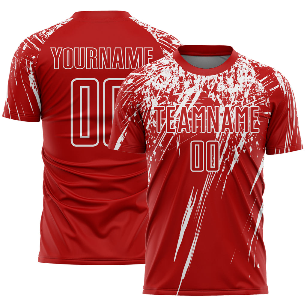 Custom Red White Splash Sports Sublimation Soccer Uniform Jersey