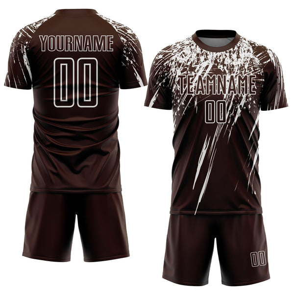 Custom Brown White Splash Sports Sublimation Soccer Uniform Jersey