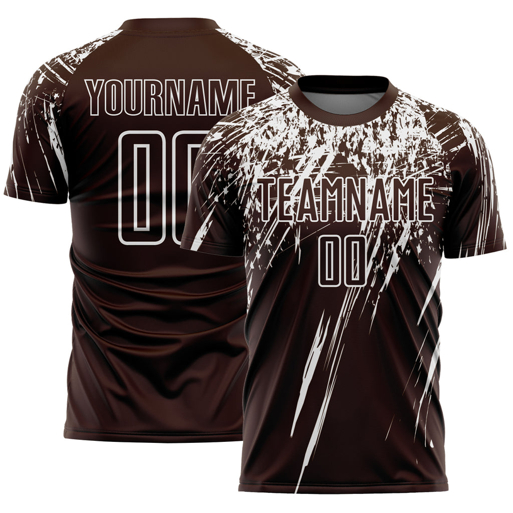 Custom Brown White Splash Sports Sublimation Soccer Uniform Jersey