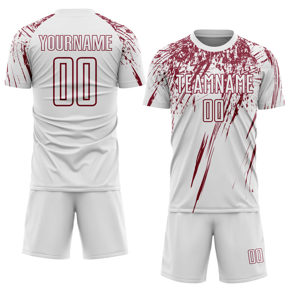 Custom White Crimson Splash Sports Sublimation Soccer Uniform Jersey