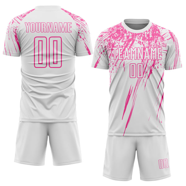 Custom White Pink Splash Sports Sublimation Soccer Uniform Jersey