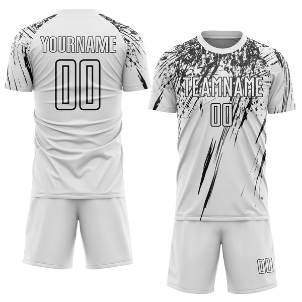 Custom White Black Splash Sports Sublimation Soccer Uniform Jersey