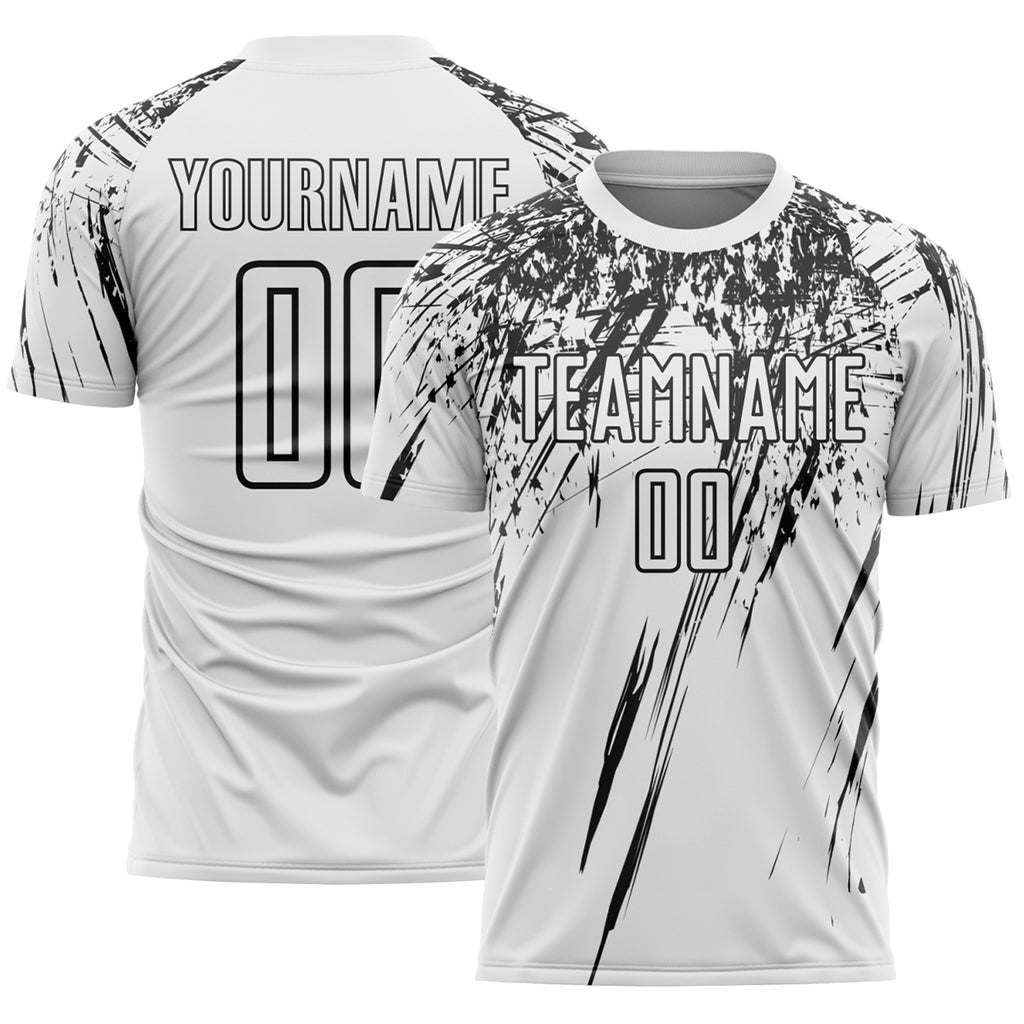 Custom White Black Splash Sports Sublimation Soccer Uniform Jersey