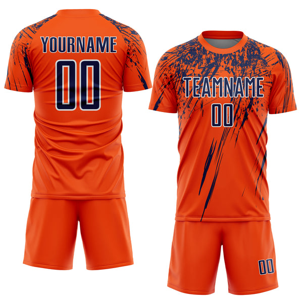 Custom Orange Navy-White Splash Sports Sublimation Soccer Uniform Jersey