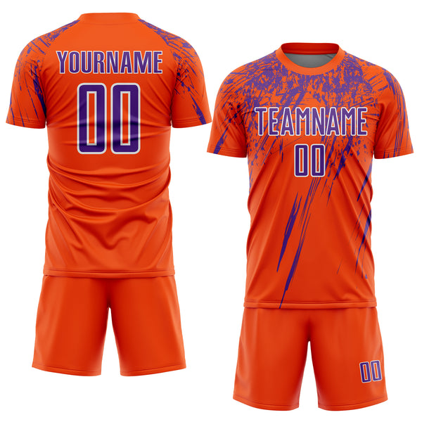 Custom Orange Purple-White Splash Sports Sublimation Soccer Uniform Jersey
