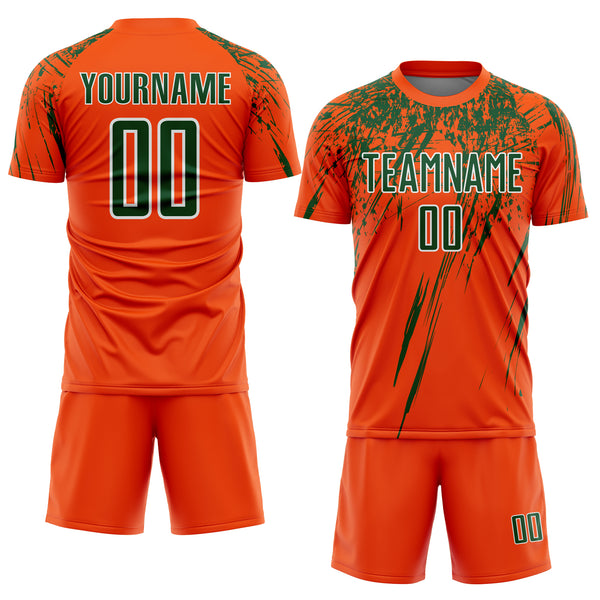 Custom Orange Green-White Splash Sports Sublimation Soccer Uniform Jersey