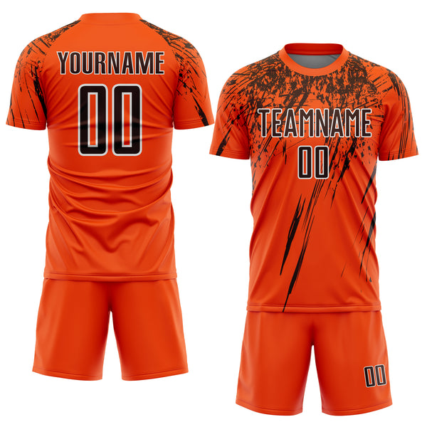 Custom Orange Brown-White Splash Sports Sublimation Soccer Uniform Jersey