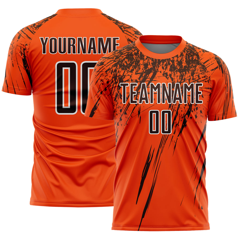 Custom Orange Brown-White Splash Sports Sublimation Soccer Uniform Jersey