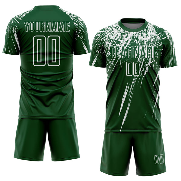Custom Green White Splash Sports Sublimation Soccer Uniform Jersey