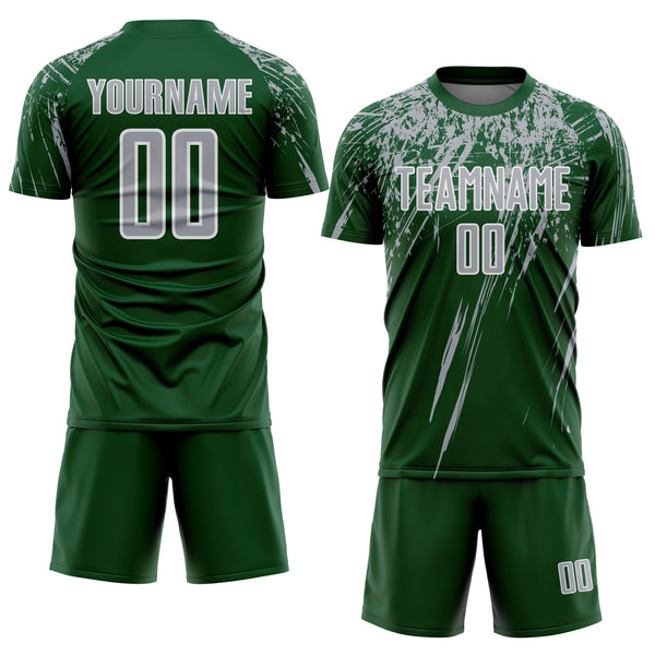 Custom Green Gray-White Splash Sports Sublimation Soccer Uniform Jersey