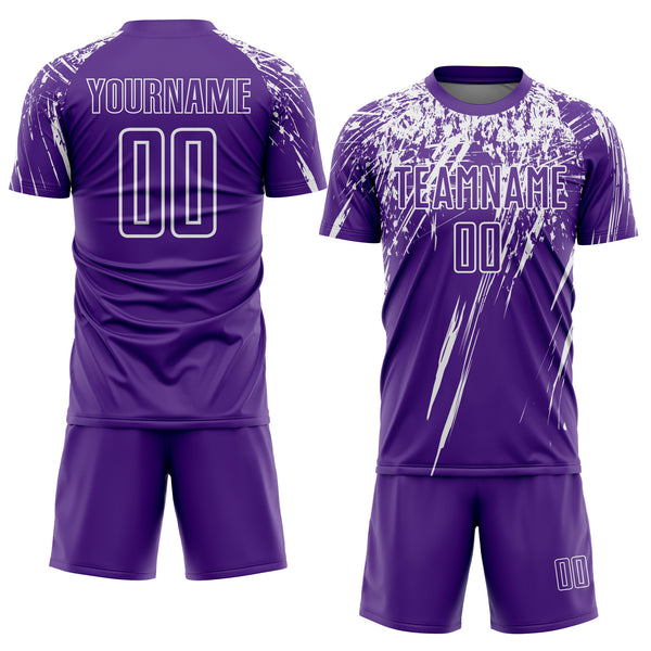 Custom Purple White Splash Sports Sublimation Soccer Uniform Jersey