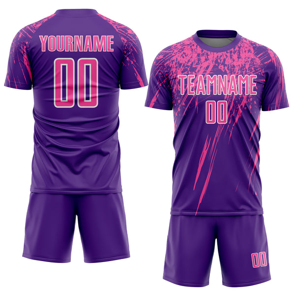 Custom Purple Pink-White Splash Sports Sublimation Soccer Uniform Jersey