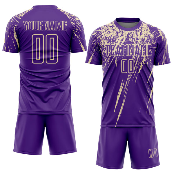 Custom Purple Cream Splash Sports Sublimation Soccer Uniform Jersey