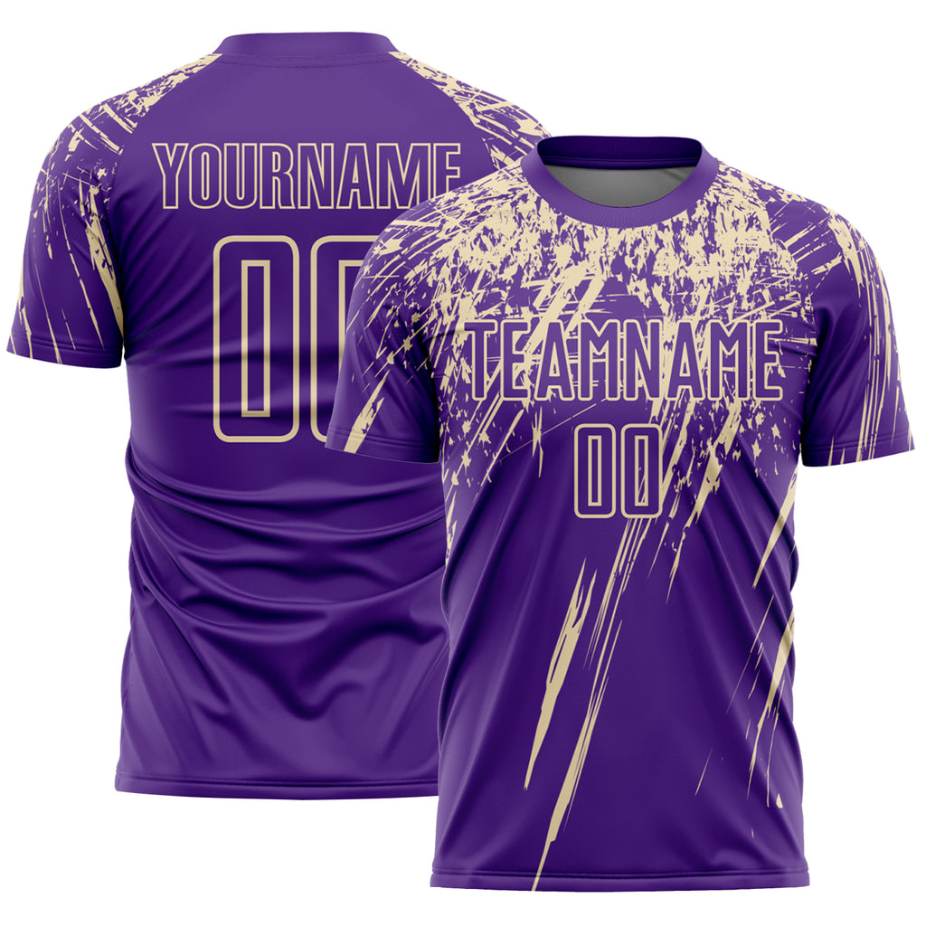 Custom Purple Cream Splash Sports Sublimation Soccer Uniform Jersey