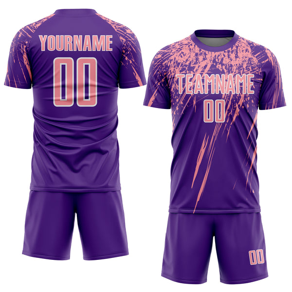 Custom Purple Medium Pink-White Splash Sports Sublimation Soccer Uniform Jersey