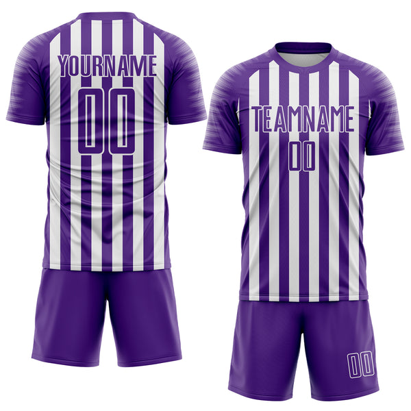 Custom Purple White Stripe Sports Sublimation Soccer Uniform Jersey