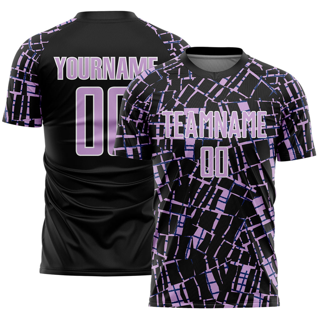 Custom Black Light Purple-White Abstract Line Sports Sublimation Soccer Uniform Jersey