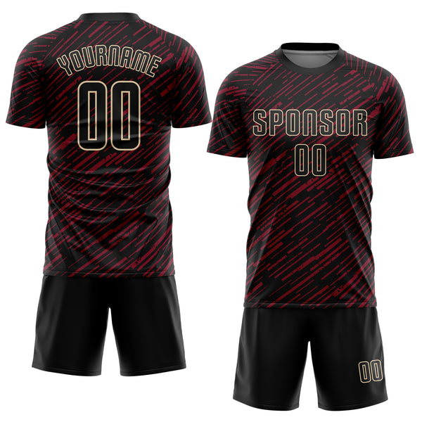 Custom Black Crimson-Cream Line Sports Sublimation Soccer Uniform Jersey