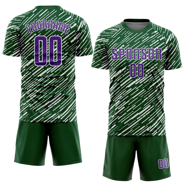 Custom Green Purple-White Line Sports Sublimation Soccer Uniform Jersey