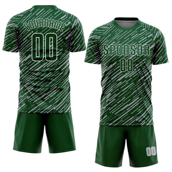 Custom Green Gray-White Line Sports Sublimation Soccer Uniform Jersey