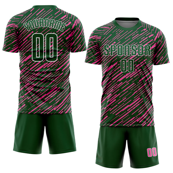 Custom Green Pink-White Line Sports Sublimation Soccer Uniform Jersey