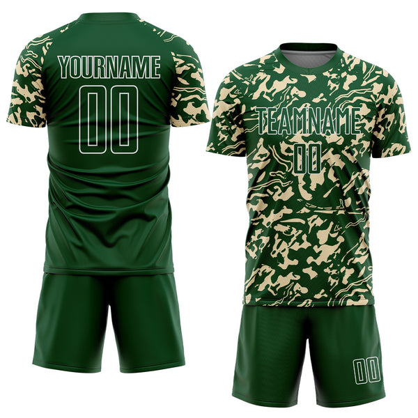 Custom Green Cream-White Liquid Fluid Pattern Sports Sublimation Soccer Uniform Jersey