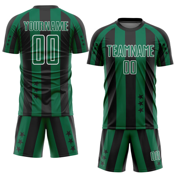 Custom Black Kelly Green-White Stars And Stripes Sports Sublimation Soccer Uniform Jersey