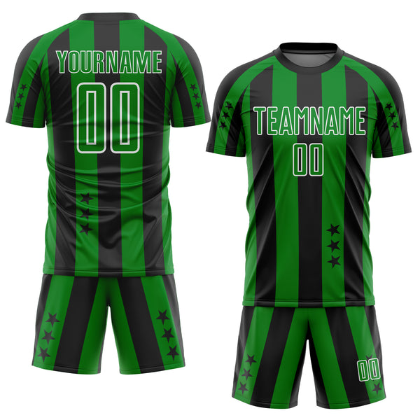 Custom Black Grass Green-White Stars And Stripes Sports Sublimation Soccer Uniform Jersey
