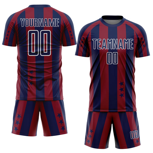 Custom Navy Crimson-White Stars And Stripes Sports Sublimation Soccer Uniform Jersey