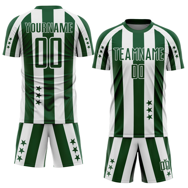 Custom Green White Stars And Stripes Sports Sublimation Soccer Uniform Jersey