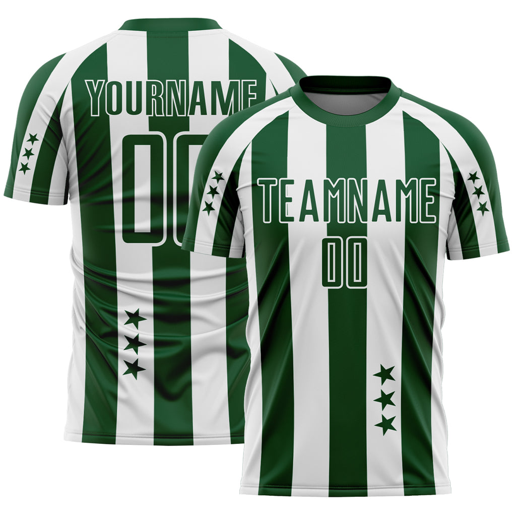 Custom Green White Stars And Stripes Sports Sublimation Soccer Uniform Jersey