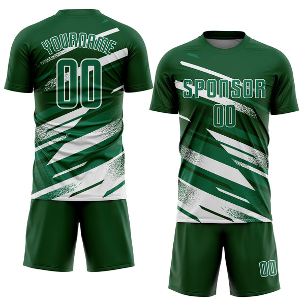Custom Green Kelly Green-White Grunge Stripe And Grainy Sports Sublimation Soccer Uniform Jersey