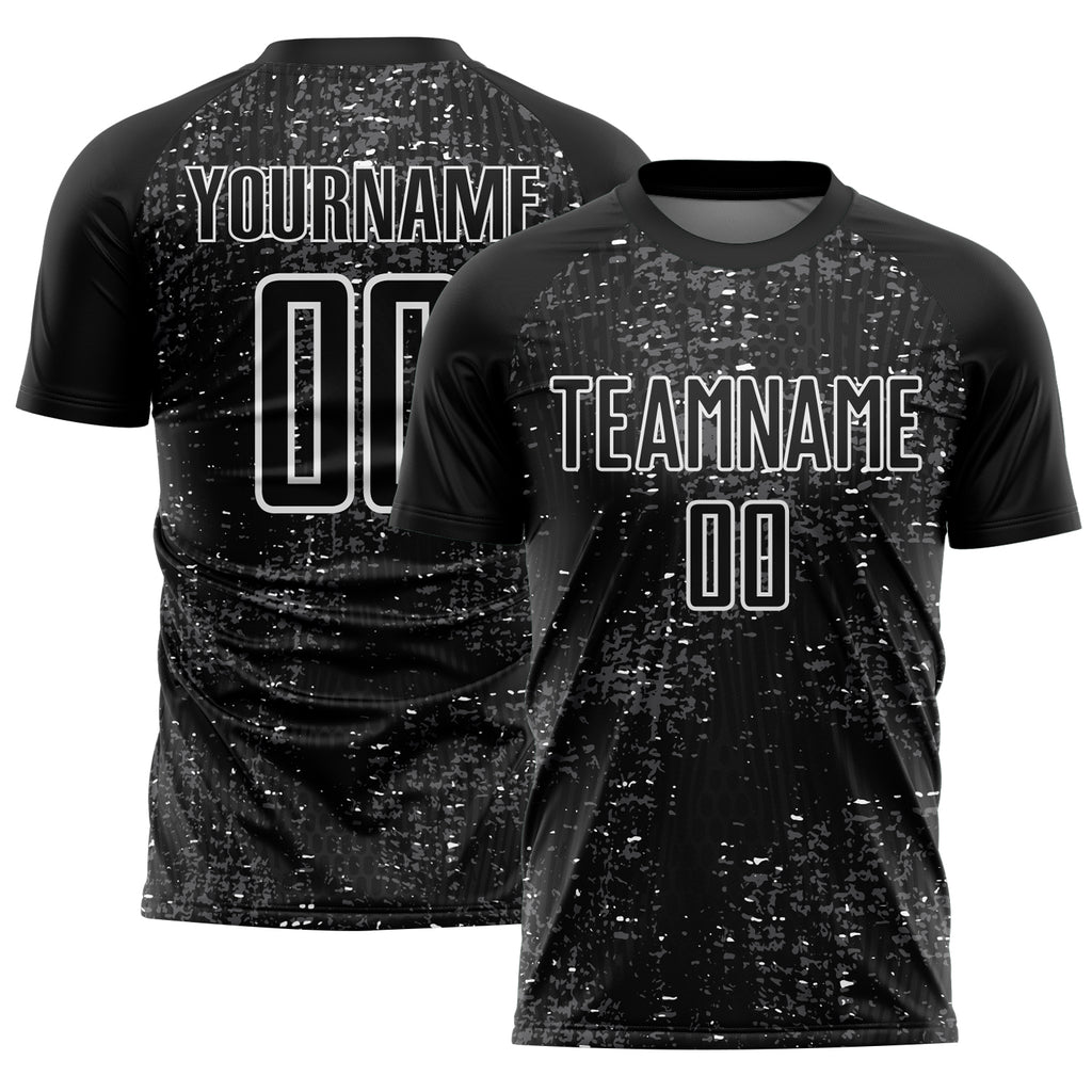 Custom Black Steel Gray-White France Speckle Sublimation Soccer Uniform Jersey