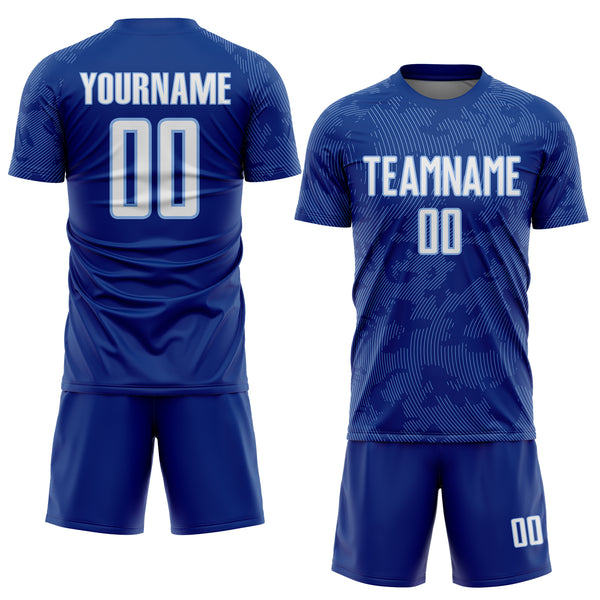 Custom Royal White-Light Blue Curve Lines Sublimation Soccer Uniform Jersey