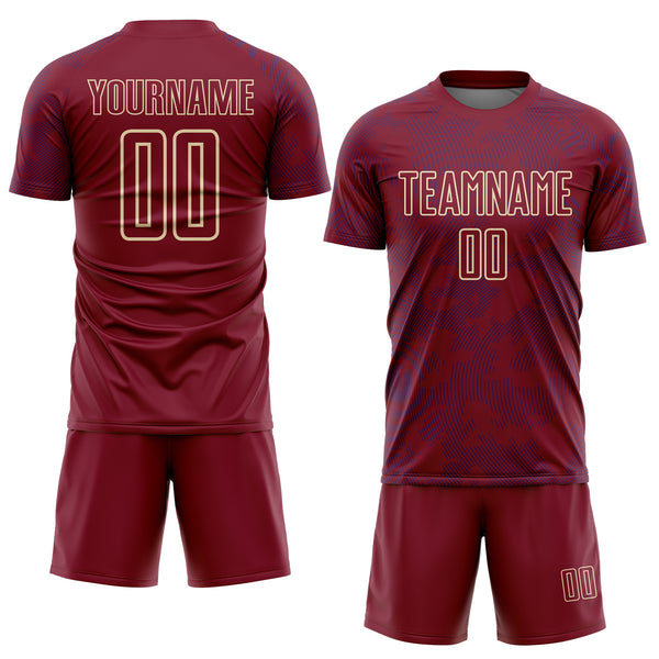Custom Crimson Royal-Cream Curve Lines Sublimation Soccer Uniform Jersey