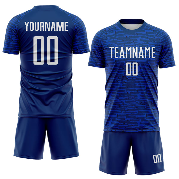 Custom US Navy Blue-White Distressed Fragment Brush Stroke Sublimation Soccer Uniform Jersey