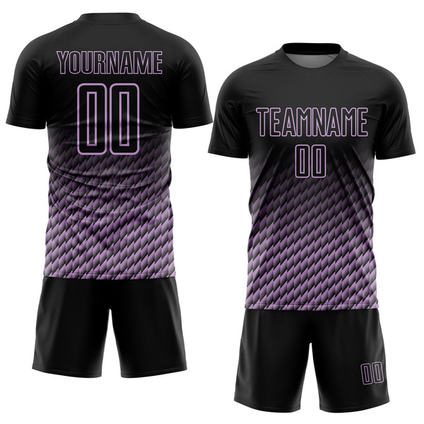 Custom Black-Light Purple Geometric Wave Gradient Sublimation Soccer Uniform Jersey