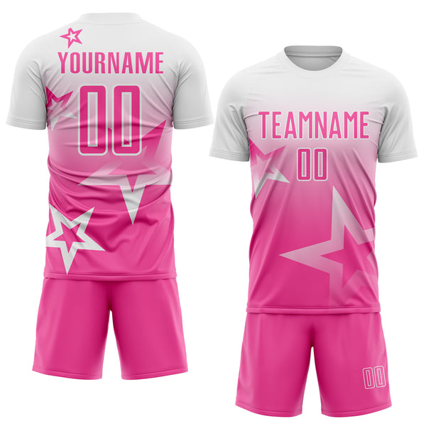 Custom White-Pink Gradient Style Twinkle Star Sublimation Soccer Uniform Jersey