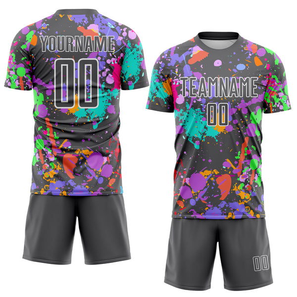 Custom Graffiti Pattern Steel Gray-White Paint Splatter Sublimation Soccer Uniform Jersey
