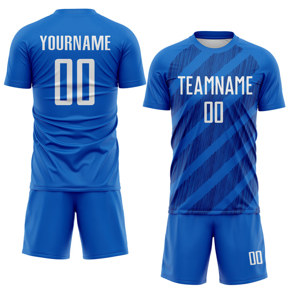 Custom Blue White-Royal Diagonal Stripes Sublimation Soccer Uniform Jersey