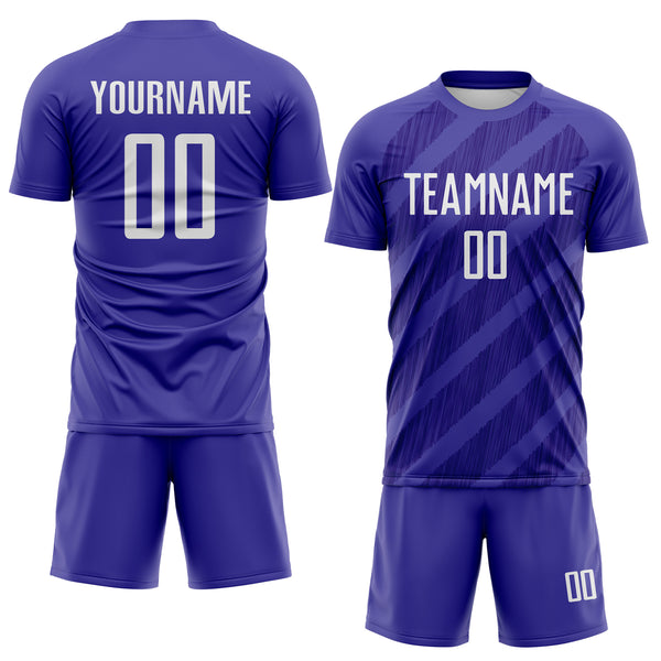 Custom Dark Purple-White Diagonal Stripes Sublimation Soccer Uniform Jersey