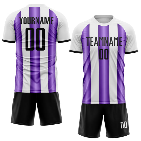 Custom White Black-Purple Gradient Vertical Stripe Argentina Style Sublimation Soccer Uniform Jersey